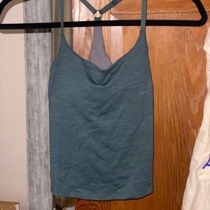 Outdoor Voices olive green athletic tank; built in bra